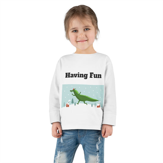 Toddler Long Sleeve T-shirt Dinosaur Having Fun