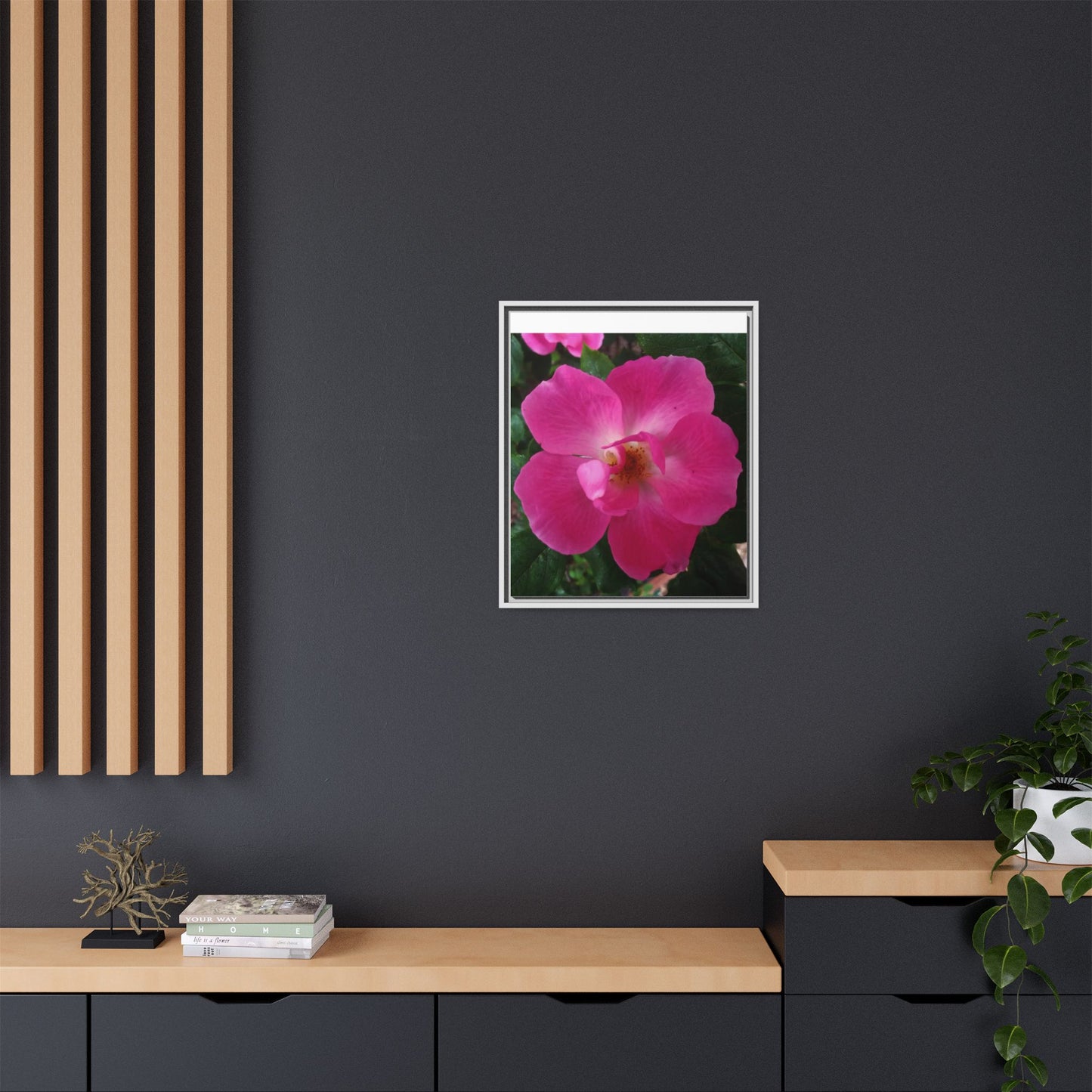Framed Floral Canvas Art Print | Vibrant Pink Flower Decor, Wall Art for Home, Gift for Her, Mother's Day, Birthday