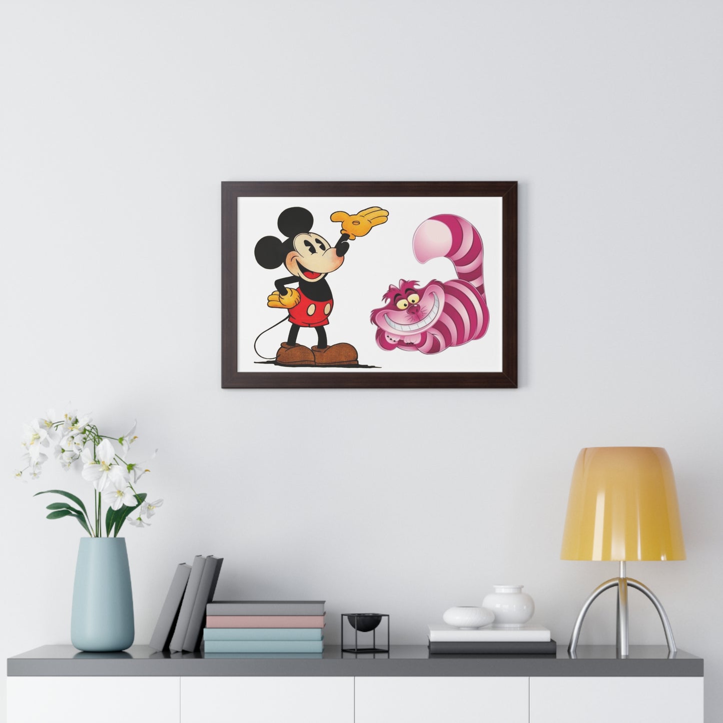 Framed Horizontal Poster Mickey Mouse & Cheshire Cat