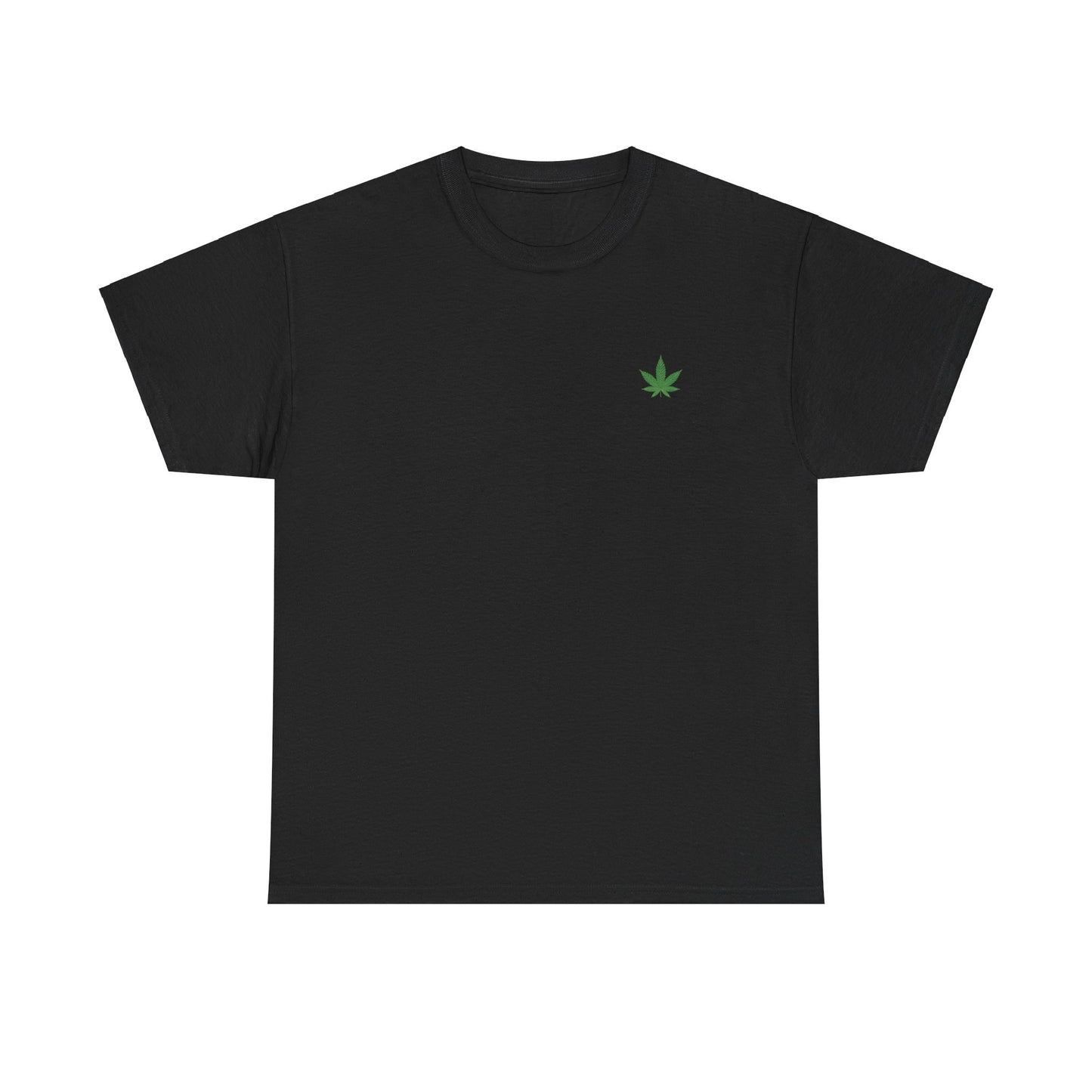 T-shirt unisexe en coton épais avec motif feuille de cannabis verte