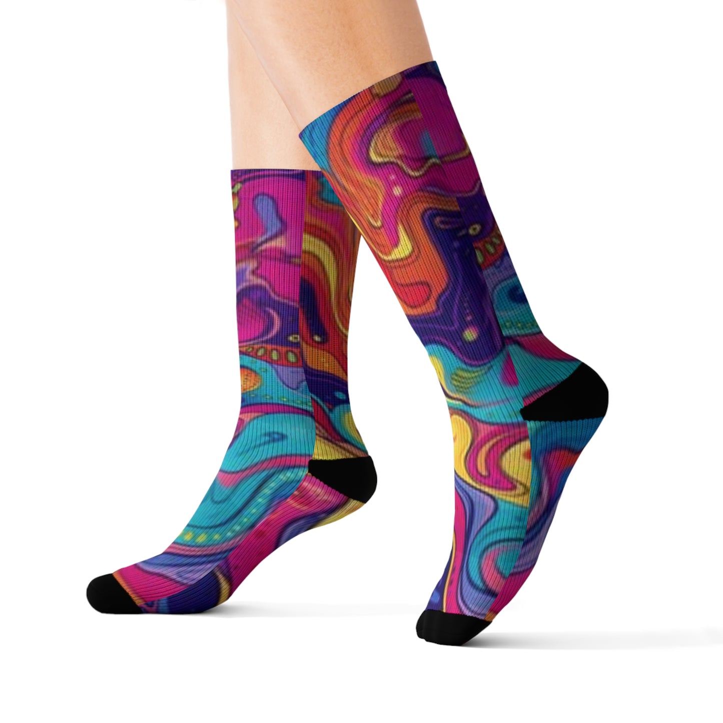 Vibrant Sublimation Socks – Colorful Abstract Design for Everyday Comfort