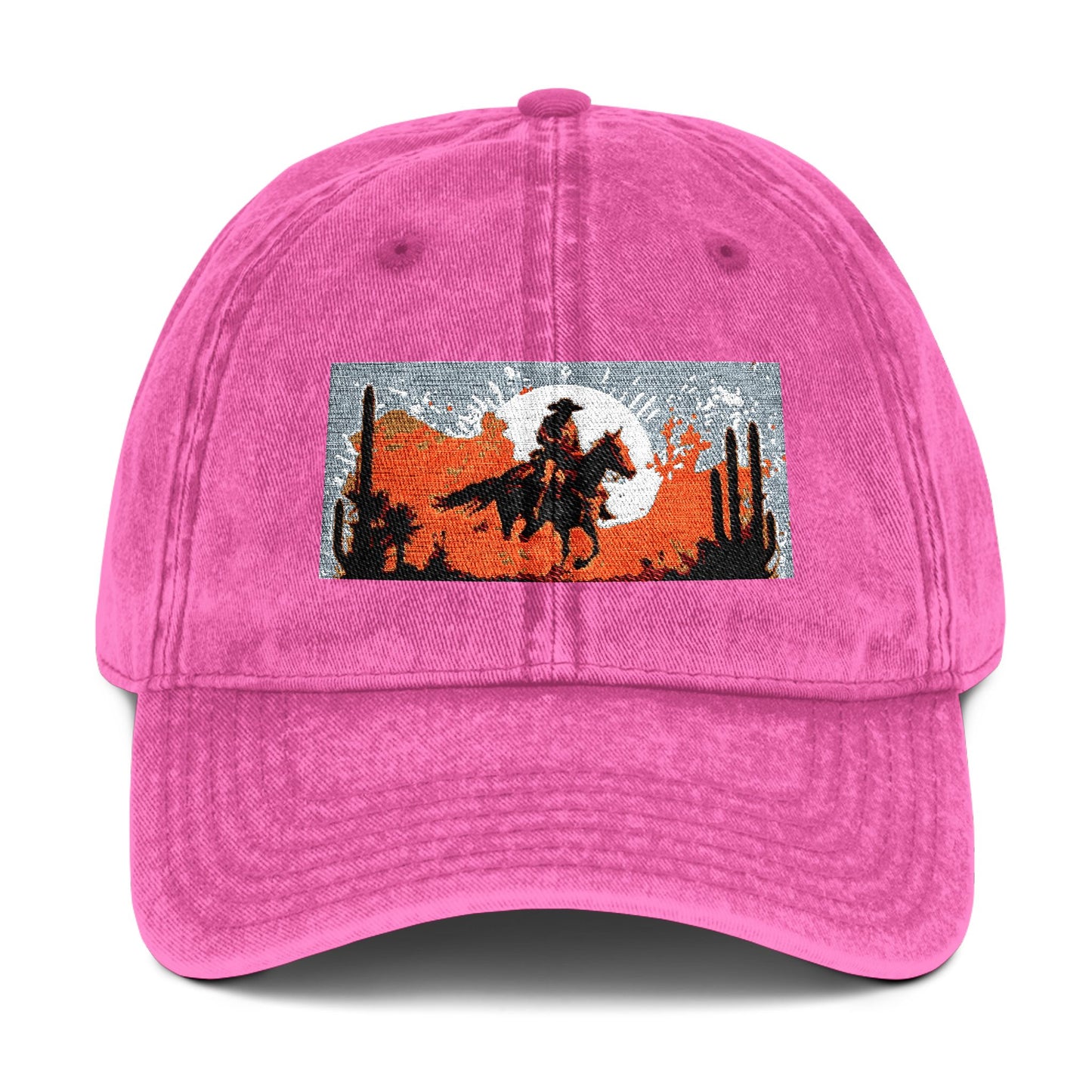 Vintage Western Embroidered Cap - Rustic Cowboy Design