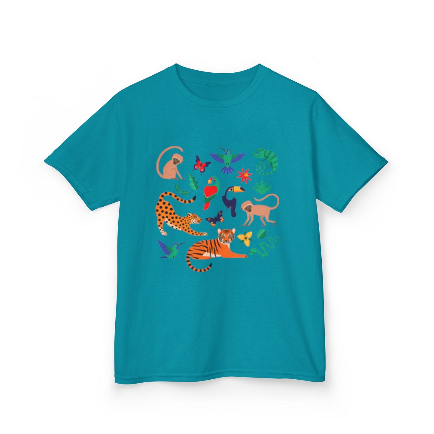 Camiseta infantil de aventura en la jungla: divertida camiseta de algodón con estampado animal 