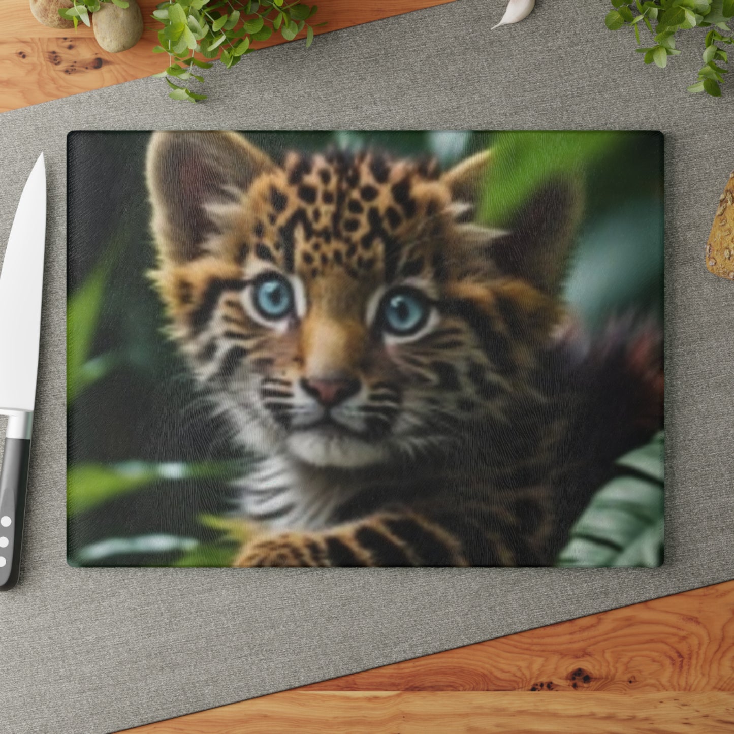 Wildlife Glass Cutting Board with Leopard Cub Design, Eco-Friendly Kitchen Gift, Unique Home Decor, Animal Lover Present, Kitchen [...]