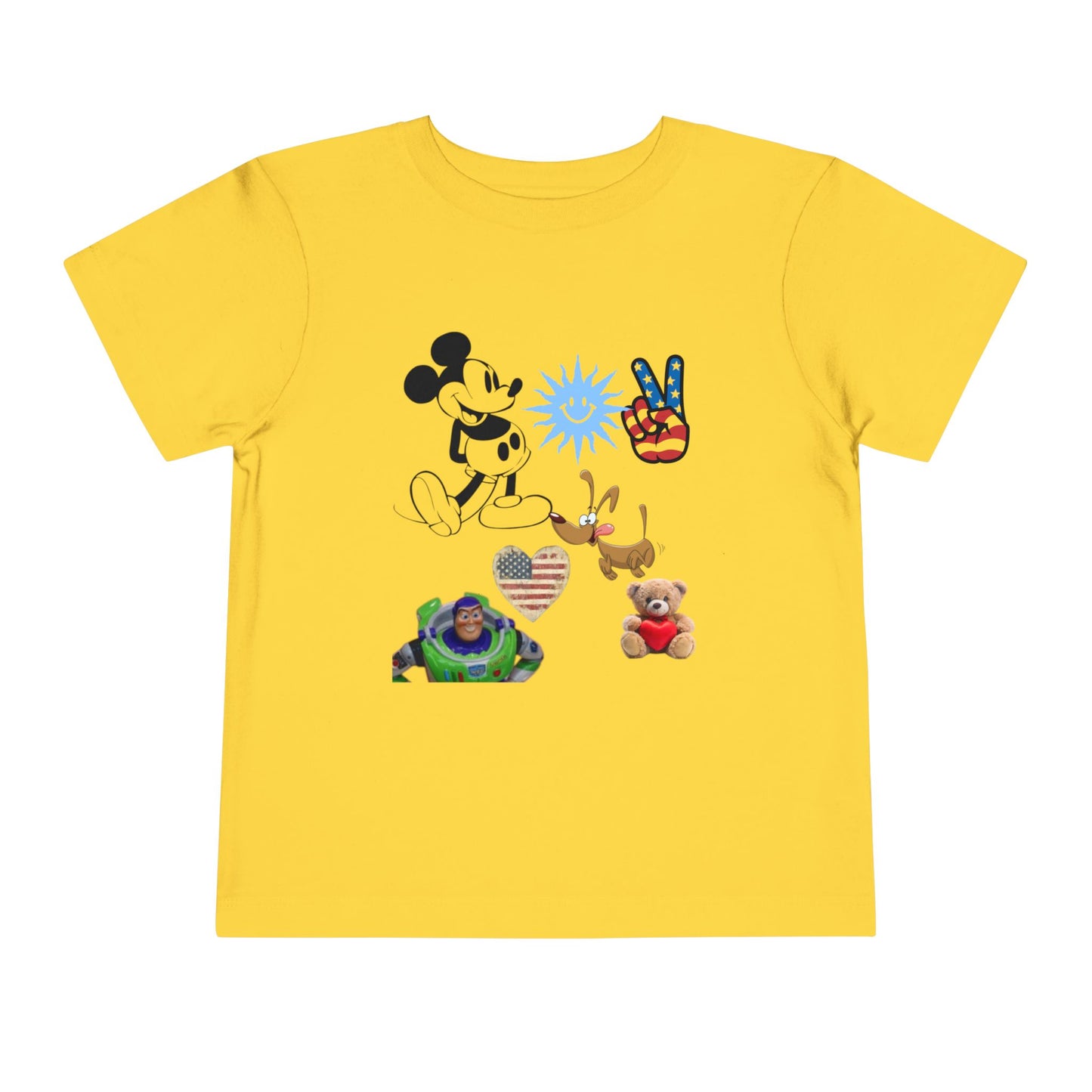 Mickey Mouse Buzz Lightyear Heart Teddy Bear Toddler Short Sleeve T-shirt