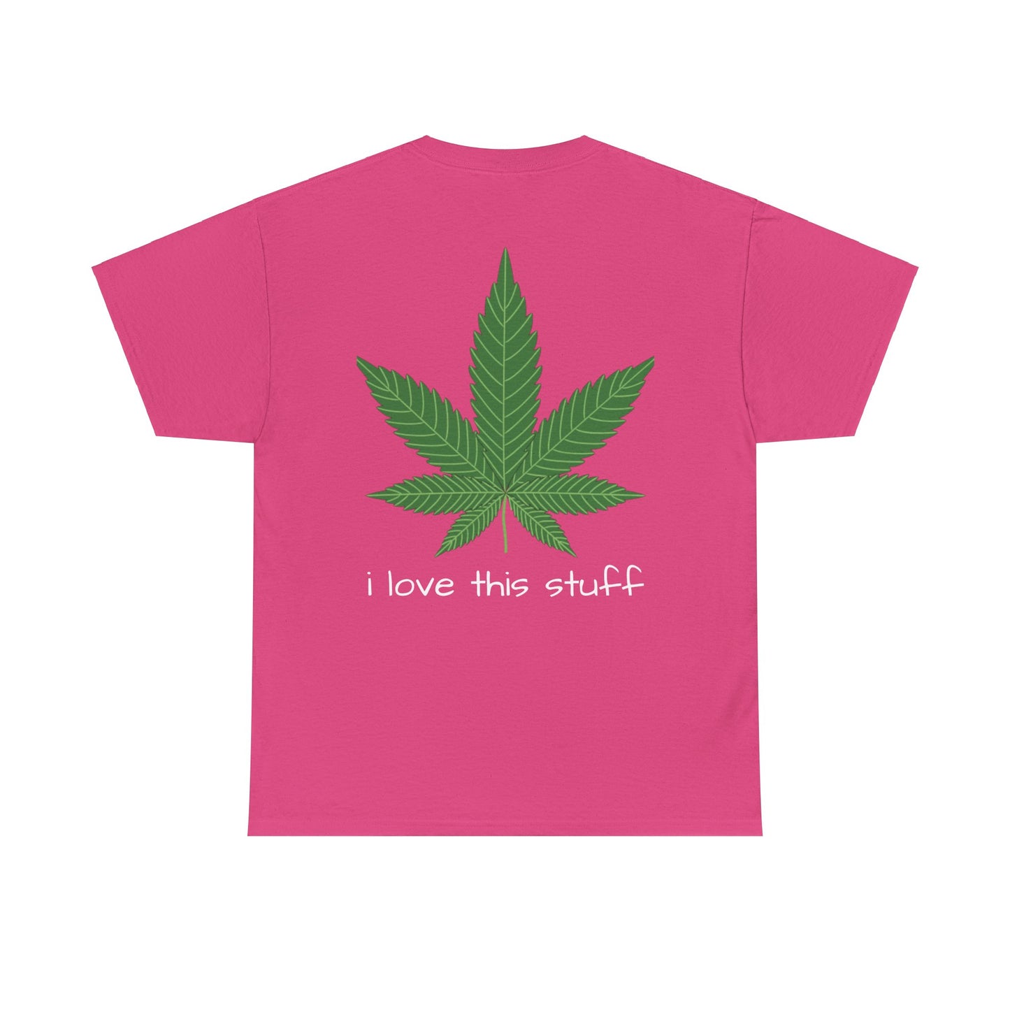 T-shirt unisexe en coton épais avec motif feuille de cannabis verte