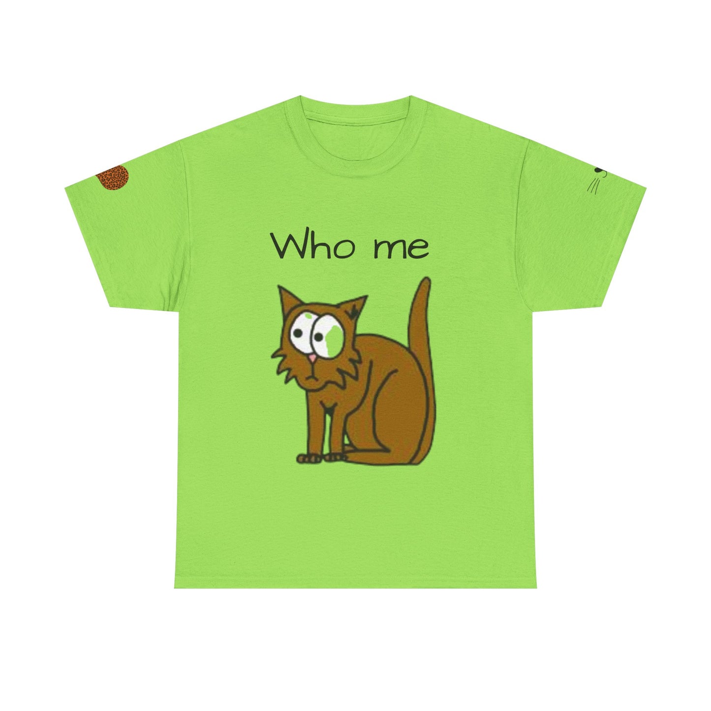 Funny Cat Unisex Heavy Cotton T-shirt - 'Who Me?' Graphic Shirt