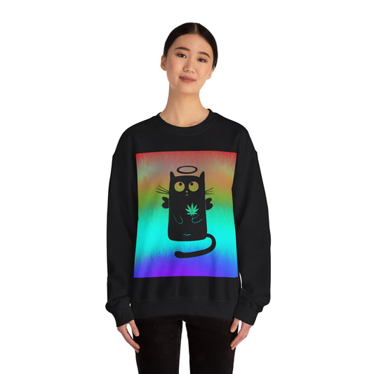 Black Cat Angel Unisex Heavy Blend Crewneck Sweatshirt