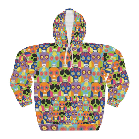 Sweat à capuche unisexe coloré motif tête de mort inspiré du Jour des morts 