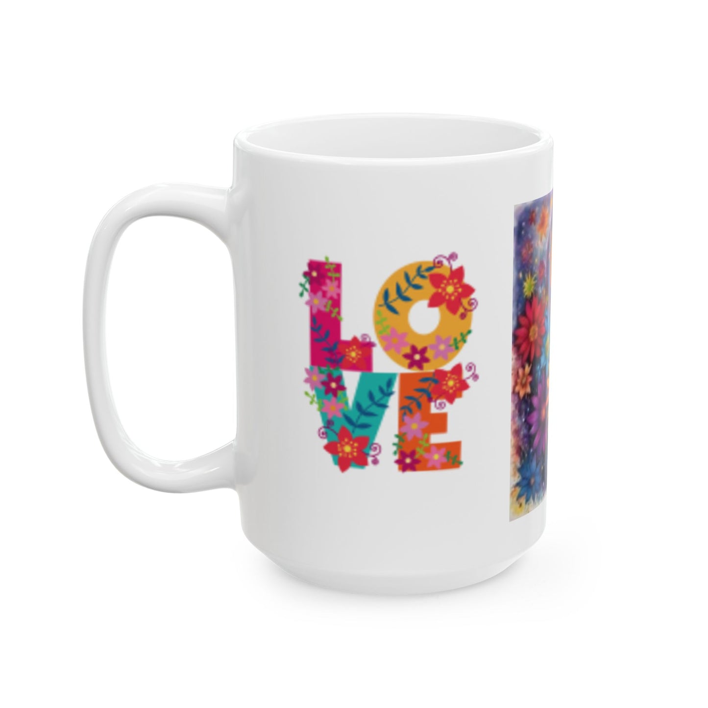 Colorful Floral Rainbow Ceramic Mug - 11oz & 15oz, Perfect Gift for Nature Lovers