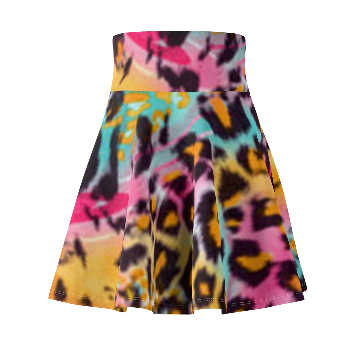 Vibrant Women's Skater Skirt - Colorful Leopard Print for Summer Fun