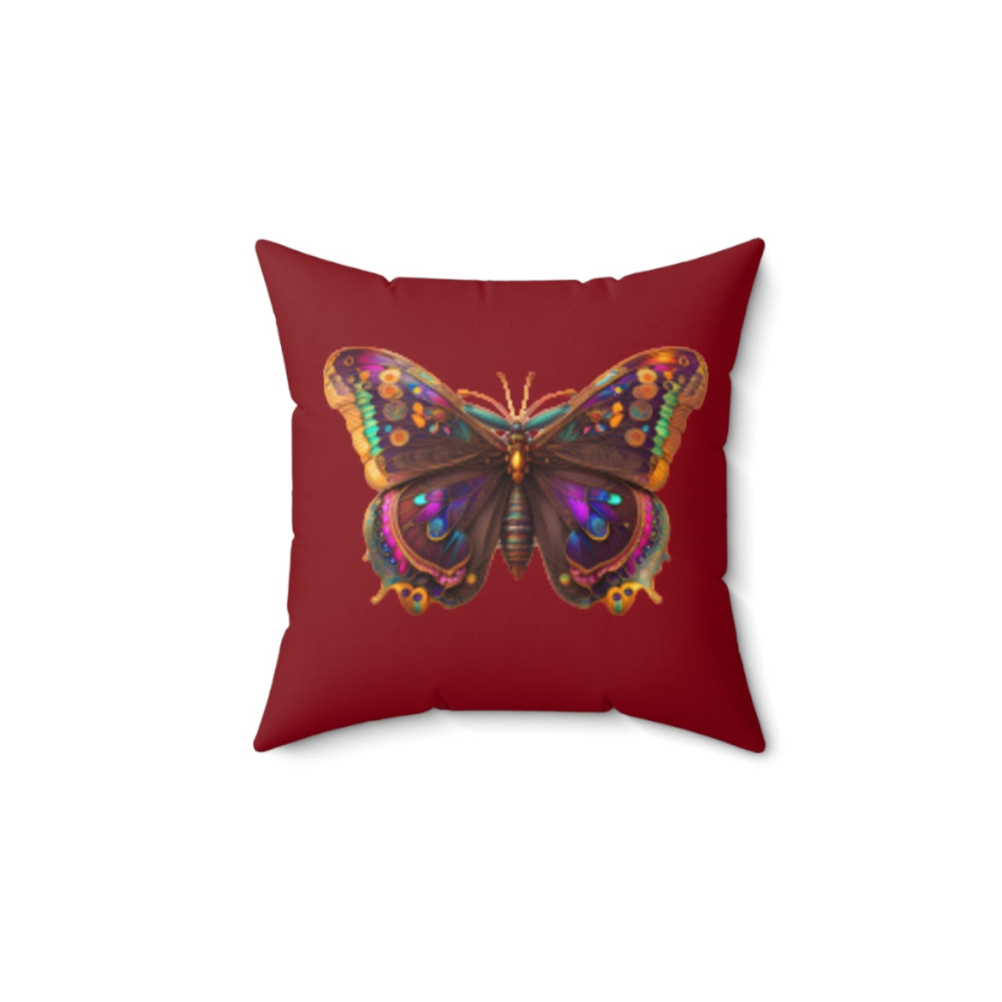 Colorful Love & Butterfly Faux Suede Pillow, Cozy Home Decor, Valentine's Gift, Bohemian Accent, Butterfly Lover's Cushion