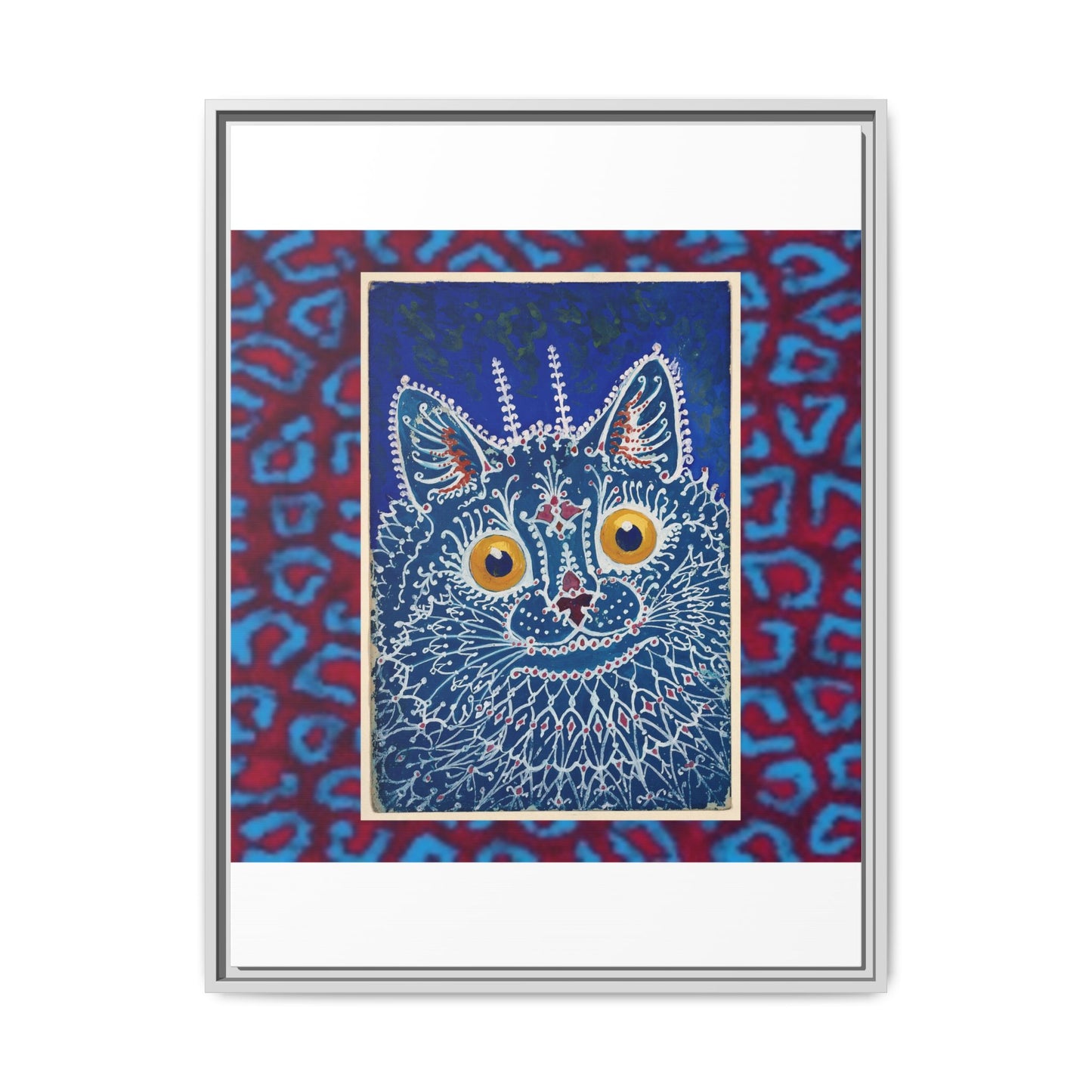 Colorful Cat Framed Matte Canvas Art - Whimsical Home Decor