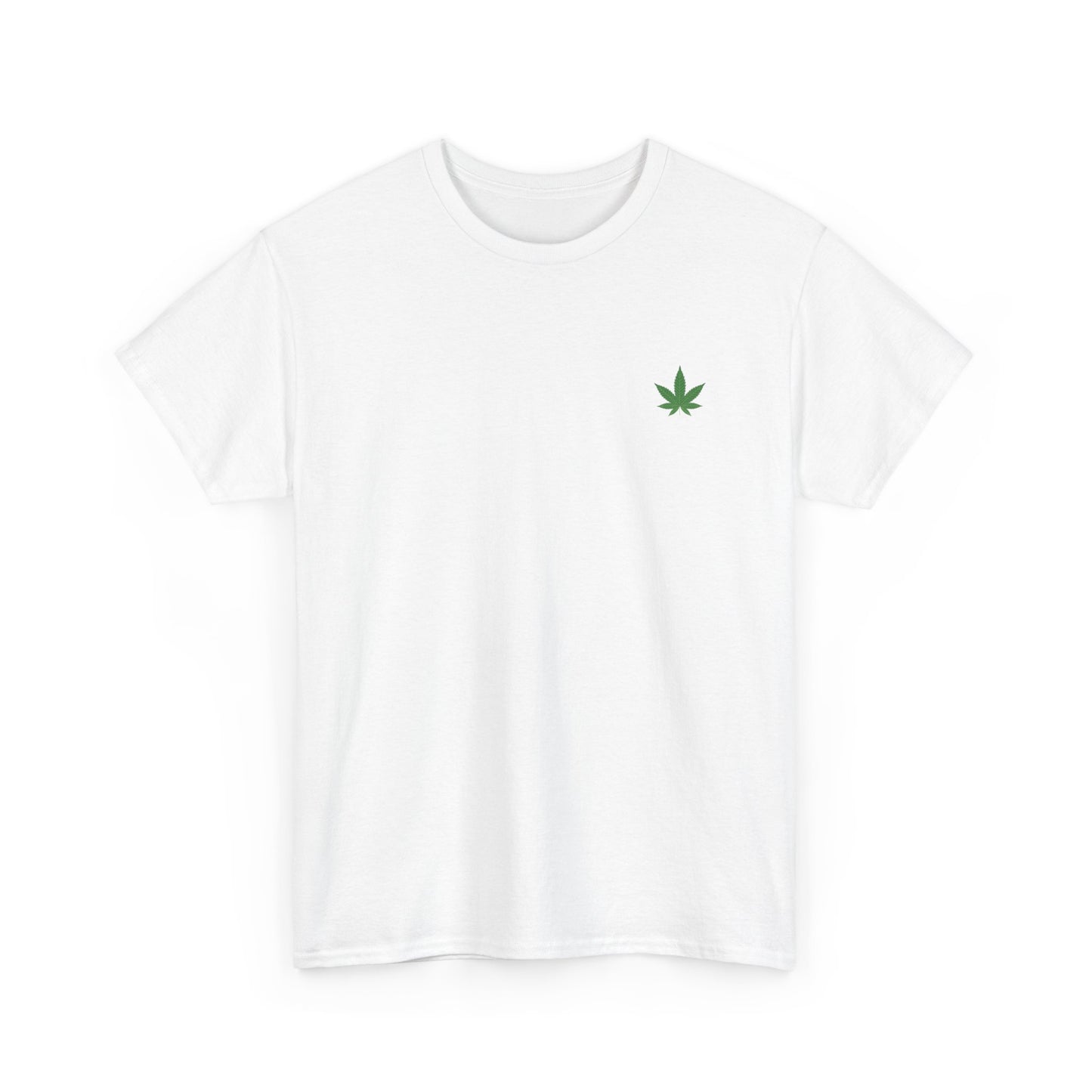 T-shirt unisexe en coton épais avec motif feuille de cannabis verte