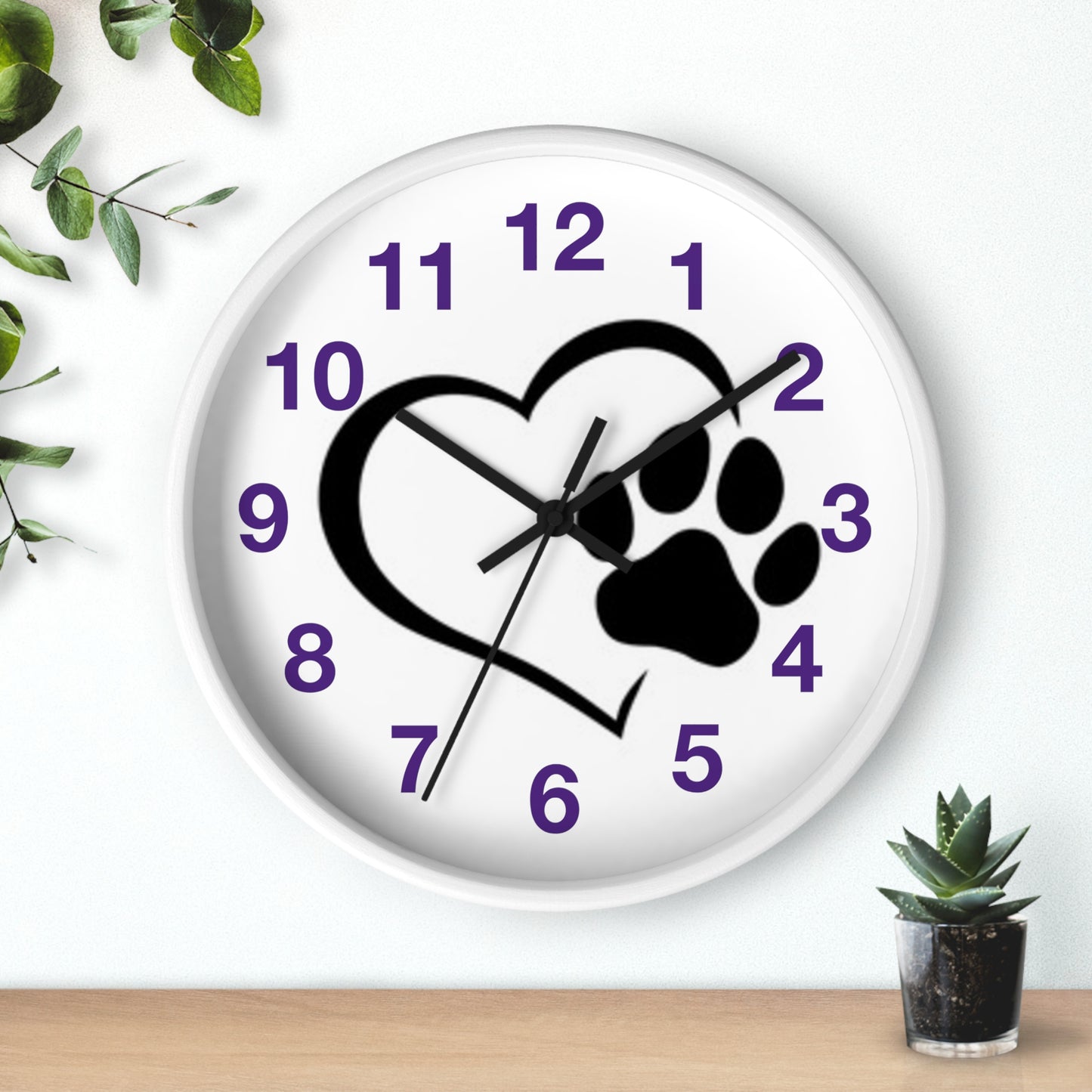 Paw Print Heart Wall Clock | Pet Lover Decor, Animal Theme Gift, Dog Cat Wall Art, Cute Home Accent, Cozy Pet Decor