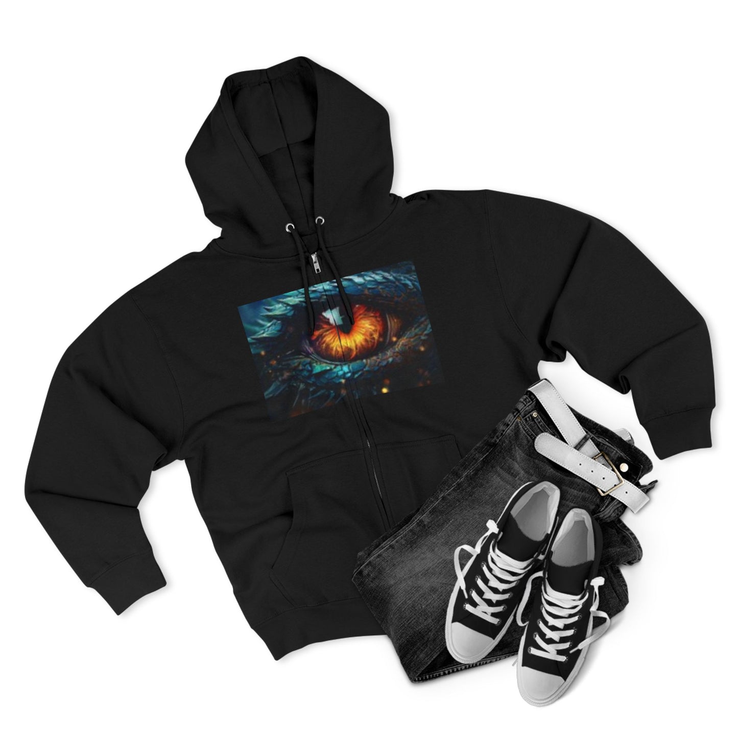 Sudadera unisex con cremallera Mystical Eye and Joker: perfecta para los amantes de la fantasía y el cómic.