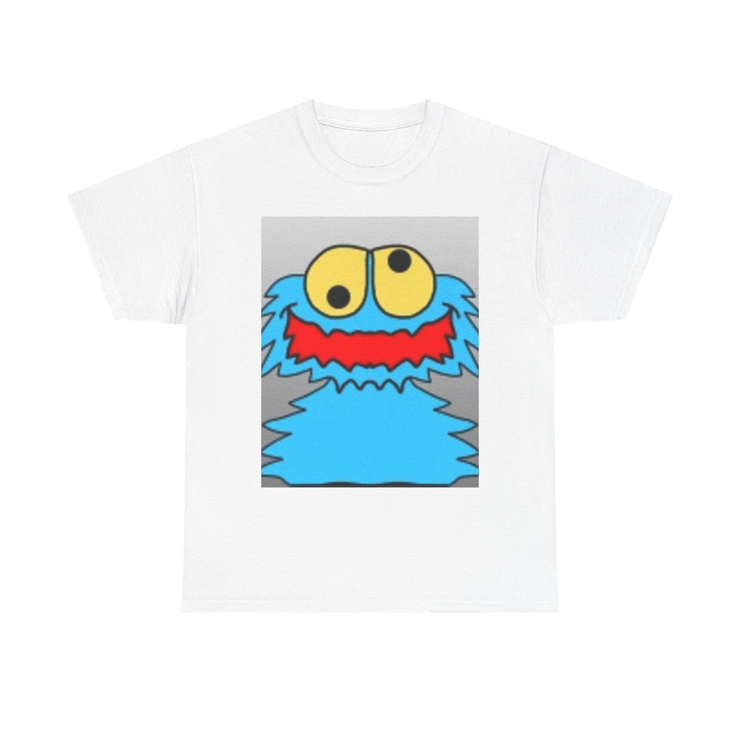 Blue Monster Cartoon-Inspired Unisex Heavy Cotton Tee, Fun Graphic T-Shirt, Cute Gift Idea, Casual Wear, Birthday Celebration, Everyday Style