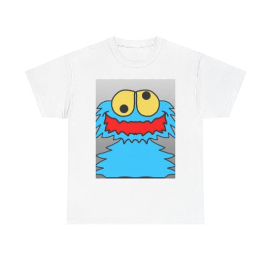 Blue Monster Cartoon-Inspired Unisex Heavy Cotton Tee, Fun Graphic T-Shirt, Cute Gift Idea, Casual Wear, Birthday Celebration, Everyday Style