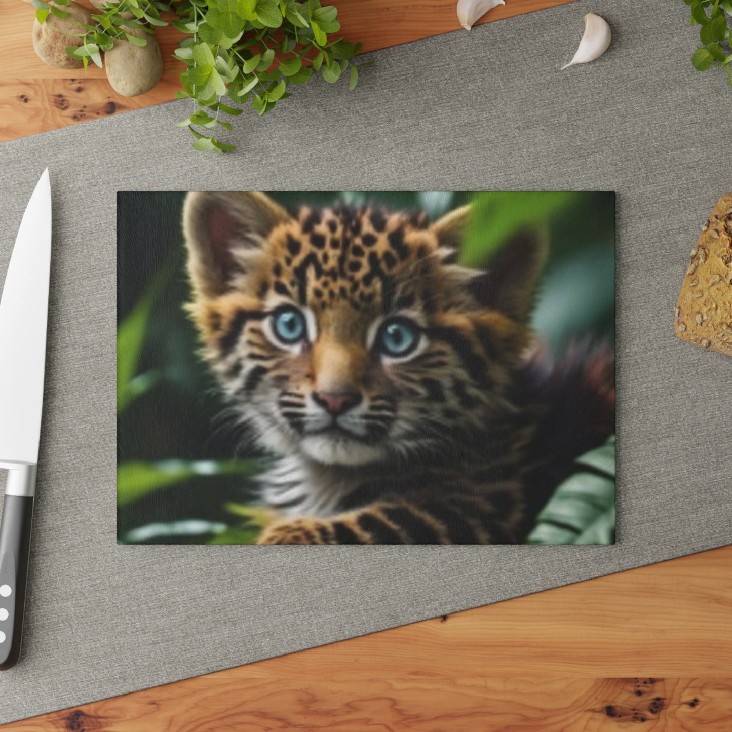 Wildlife Glass Cutting Board with Leopard Cub Design, Eco-Friendly Kitchen Gift, Unique Home Decor, Animal Lover Present, Kitchen [...]