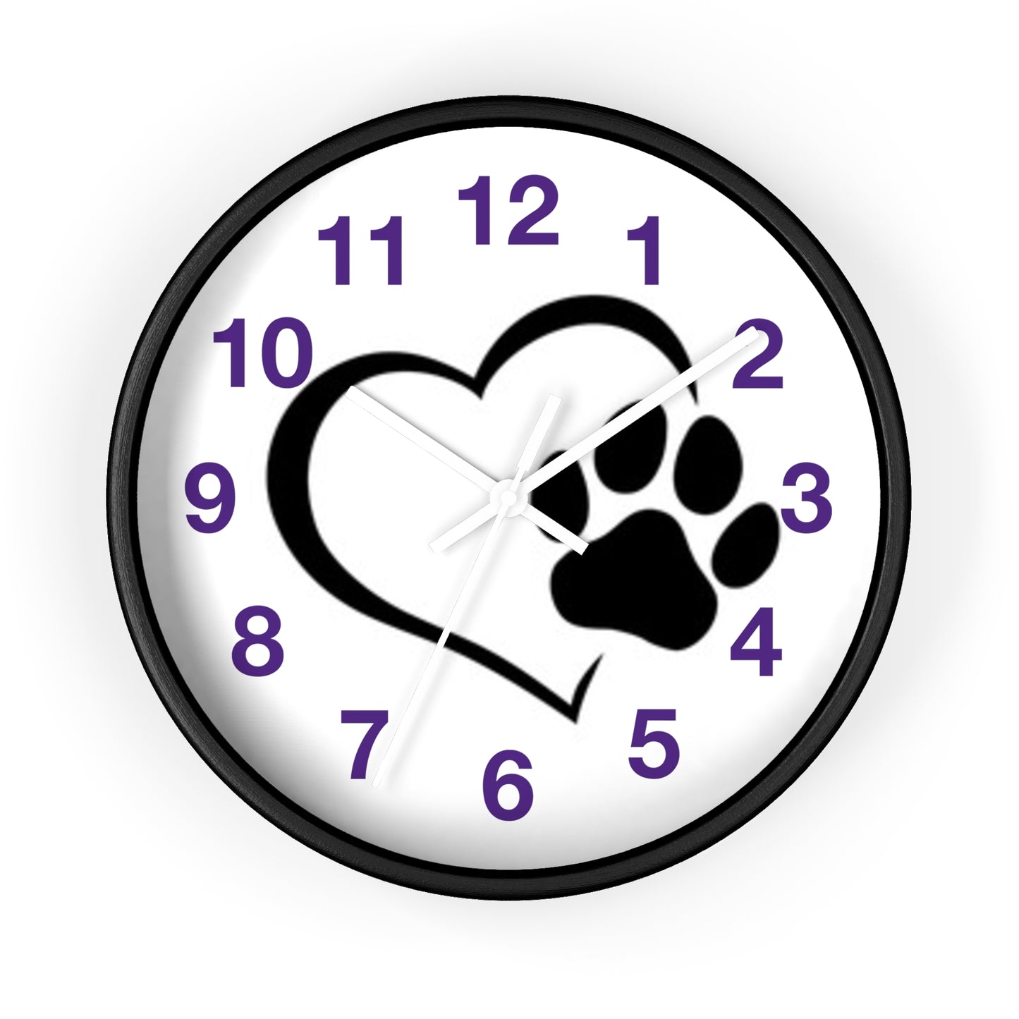Paw Print Heart Wall Clock | Pet Lover Decor, Animal Theme Gift, Dog Cat Wall Art, Cute Home Accent, Cozy Pet Decor
