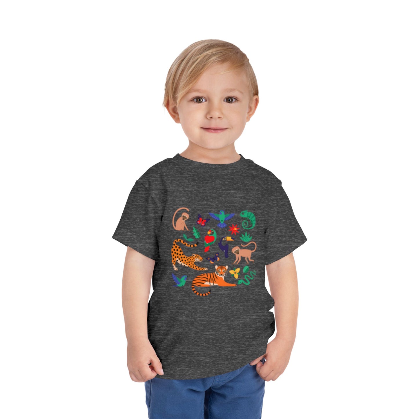 Wildlife Adventure Toddler Short Sleeve Tee - Fun Black Animal Print Shirt