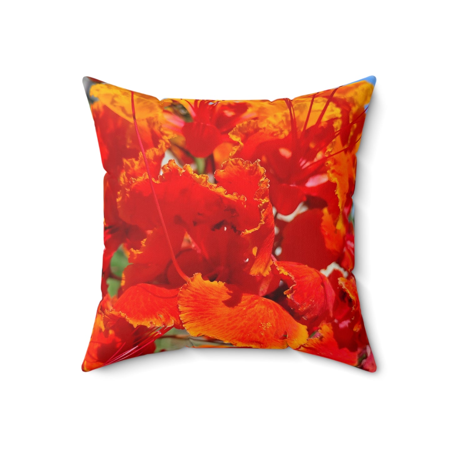 Vibrant Orange Flowers Square Pillow