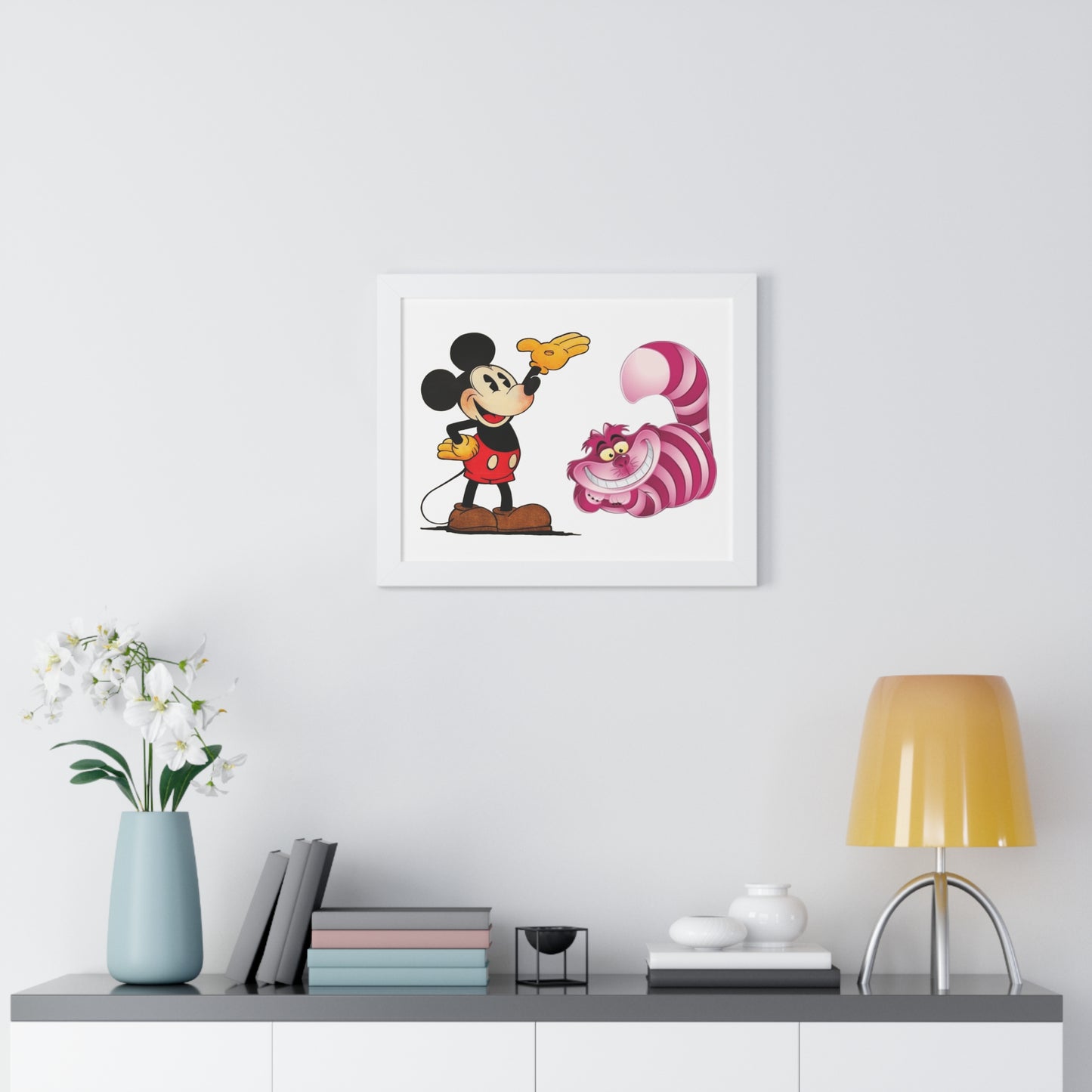 Framed Horizontal Poster Mickey Mouse & Cheshire Cat