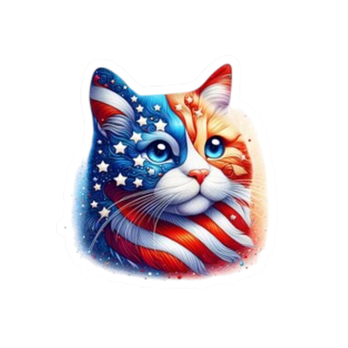 Patriotic Cat Stickers, USA Pride Décor, Fun Vinyl Decals for Pets, Independence Day Gifts, Laptop Stickers