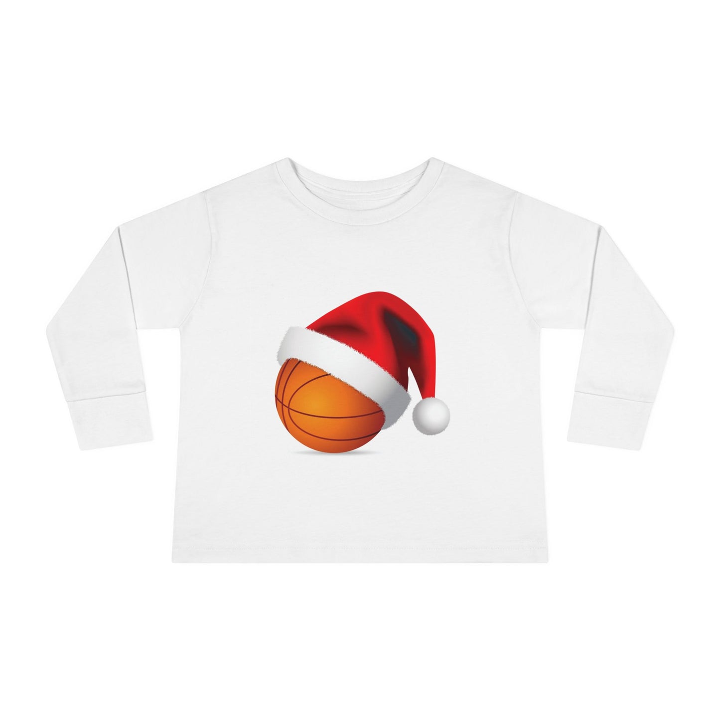 Toddler Long Sleeve Tee Basketball with a Santa Claus Hat
