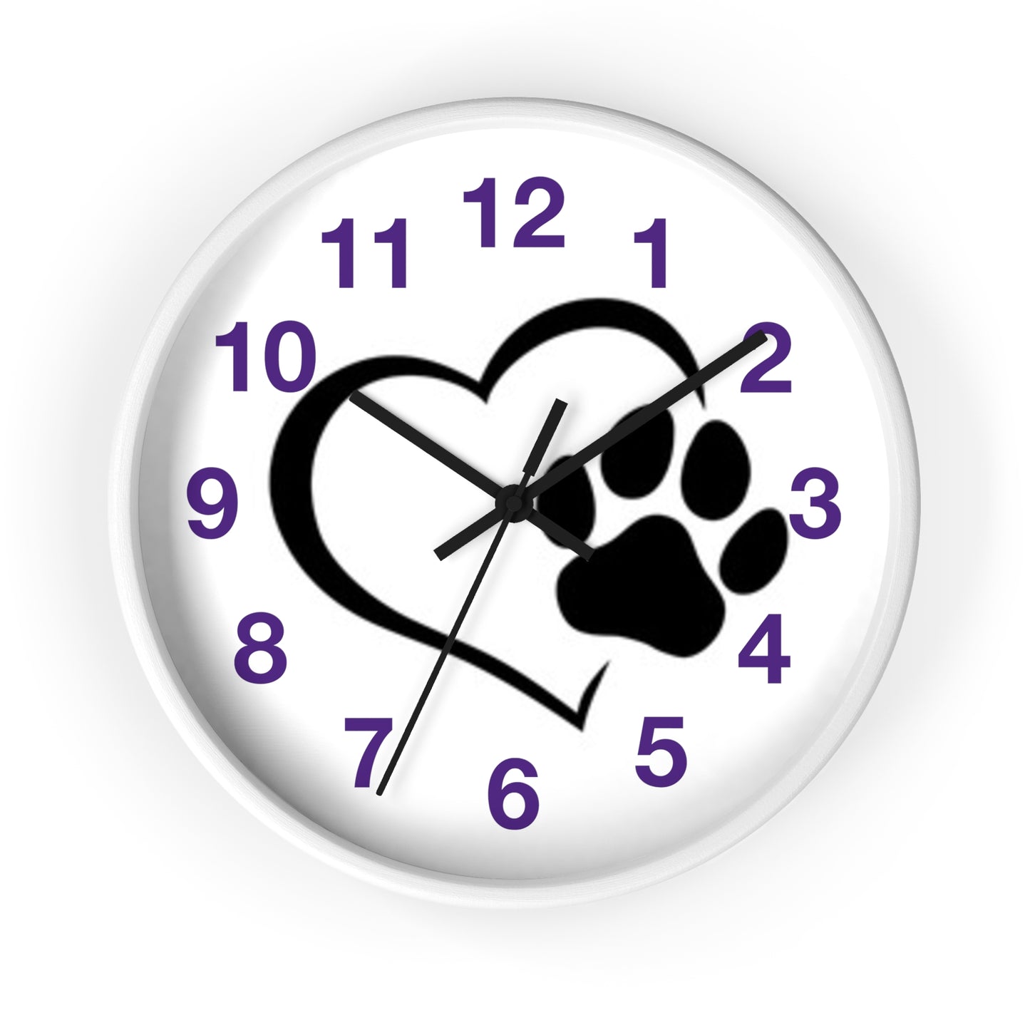 Paw Print Heart Wall Clock | Pet Lover Decor, Animal Theme Gift, Dog Cat Wall Art, Cute Home Accent, Cozy Pet Decor