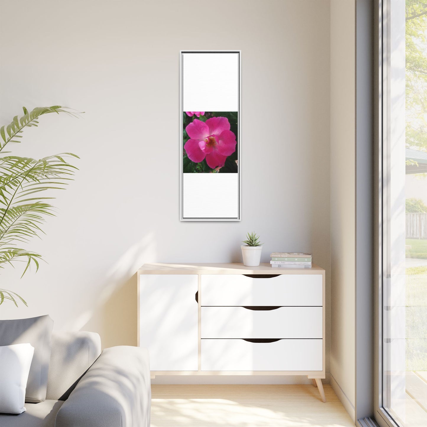Framed Floral Canvas Art Print | Vibrant Pink Flower Decor, Wall Art for Home, Gift for Her, Mother's Day, Birthday