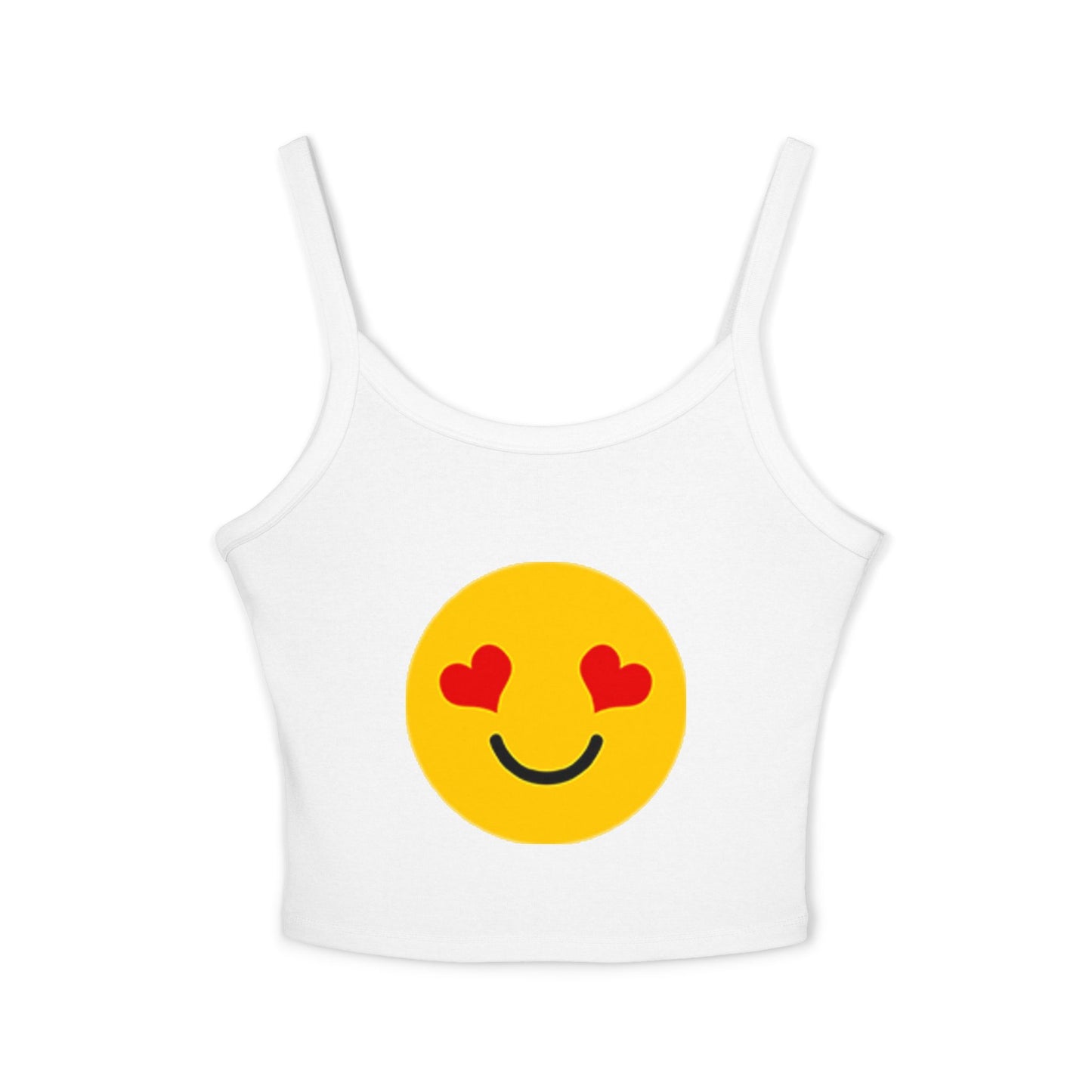 Happy Heart Smiley Tank Top | Women's Spaghetti Strap Shirt, Cute Summer Top, Casual Wear, Gift for Her, Valentine's Day