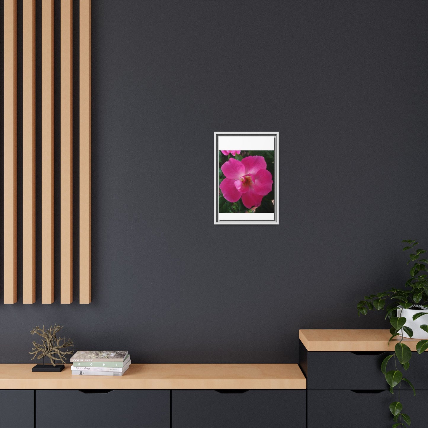 Framed Floral Canvas Art Print | Vibrant Pink Flower Decor, Wall Art for Home, Gift for Her, Mother's Day, Birthday