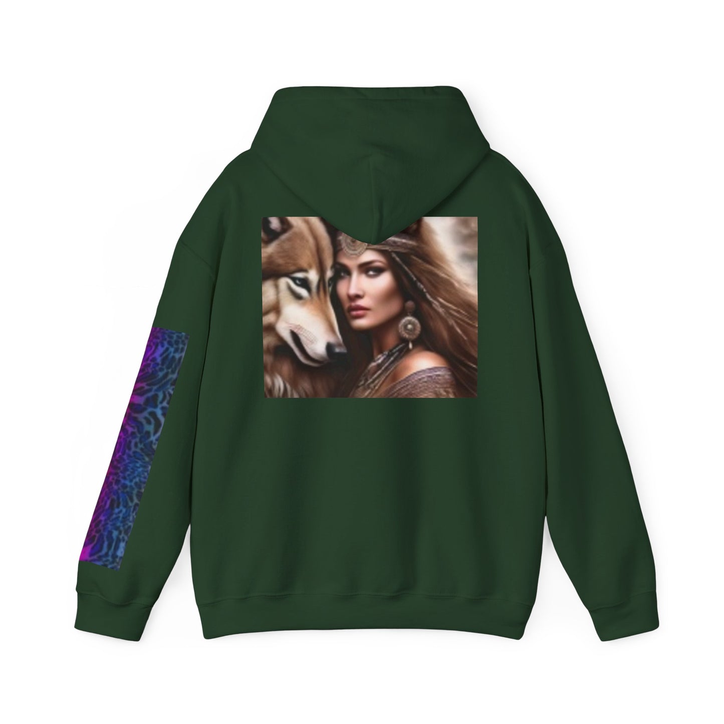 Sudadera con capucha con estampado de lobo y mujer: sudadera unisex de mezcla pesada™ para amantes de la naturaleza 