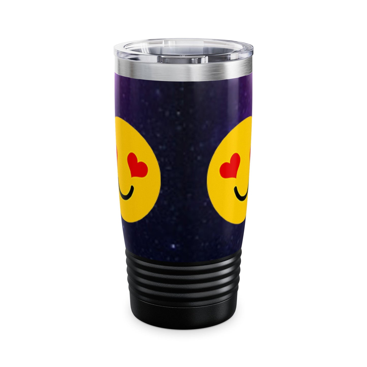 Happy Face Heart Eyes Ringneck Tumbler, 20oz | Essential Travel Mug, Couple Gift, Cute Drinkware, Emoji Lovers Cup, Fun Party Favor