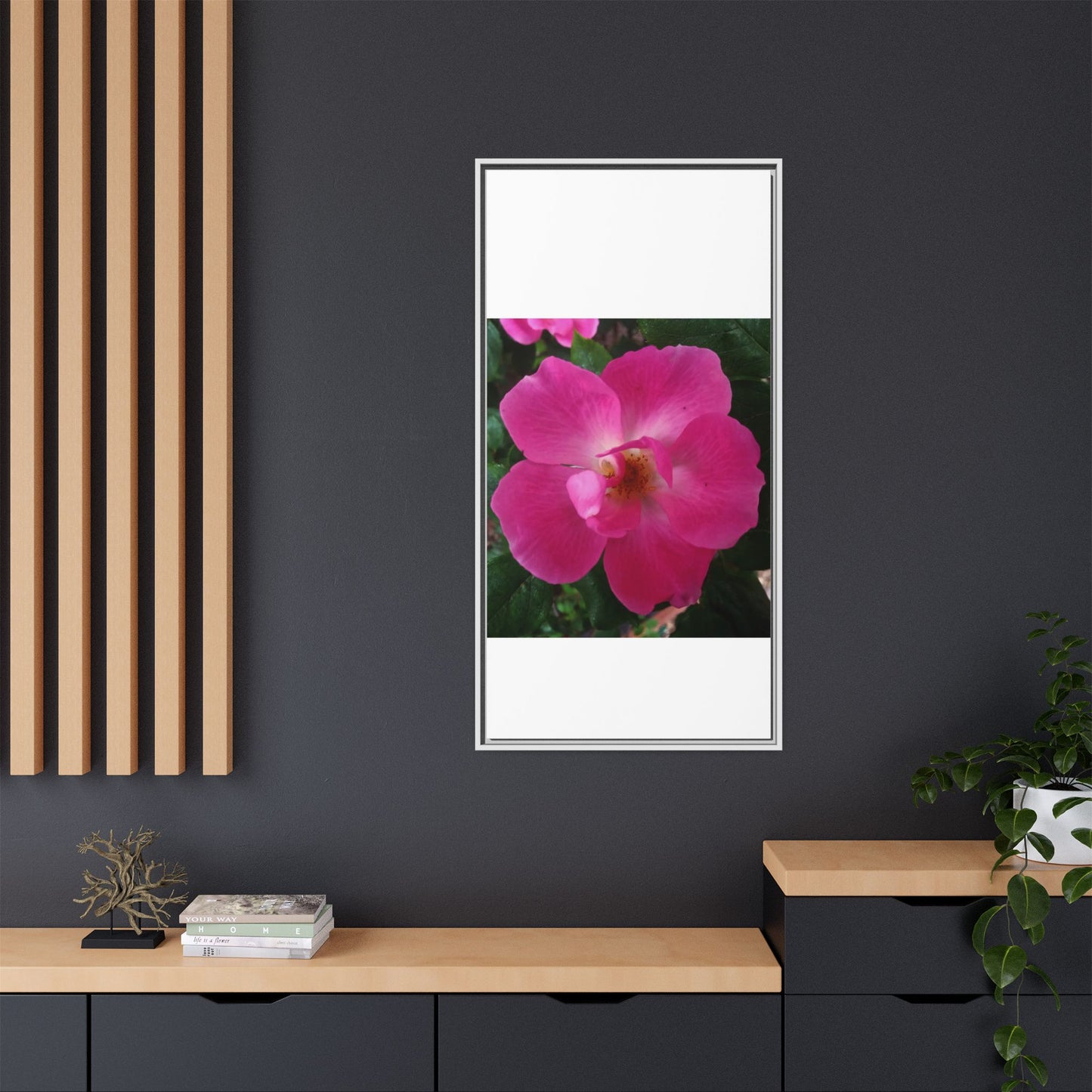 Framed Floral Canvas Art Print | Vibrant Pink Flower Decor, Wall Art for Home, Gift for Her, Mother's Day, Birthday