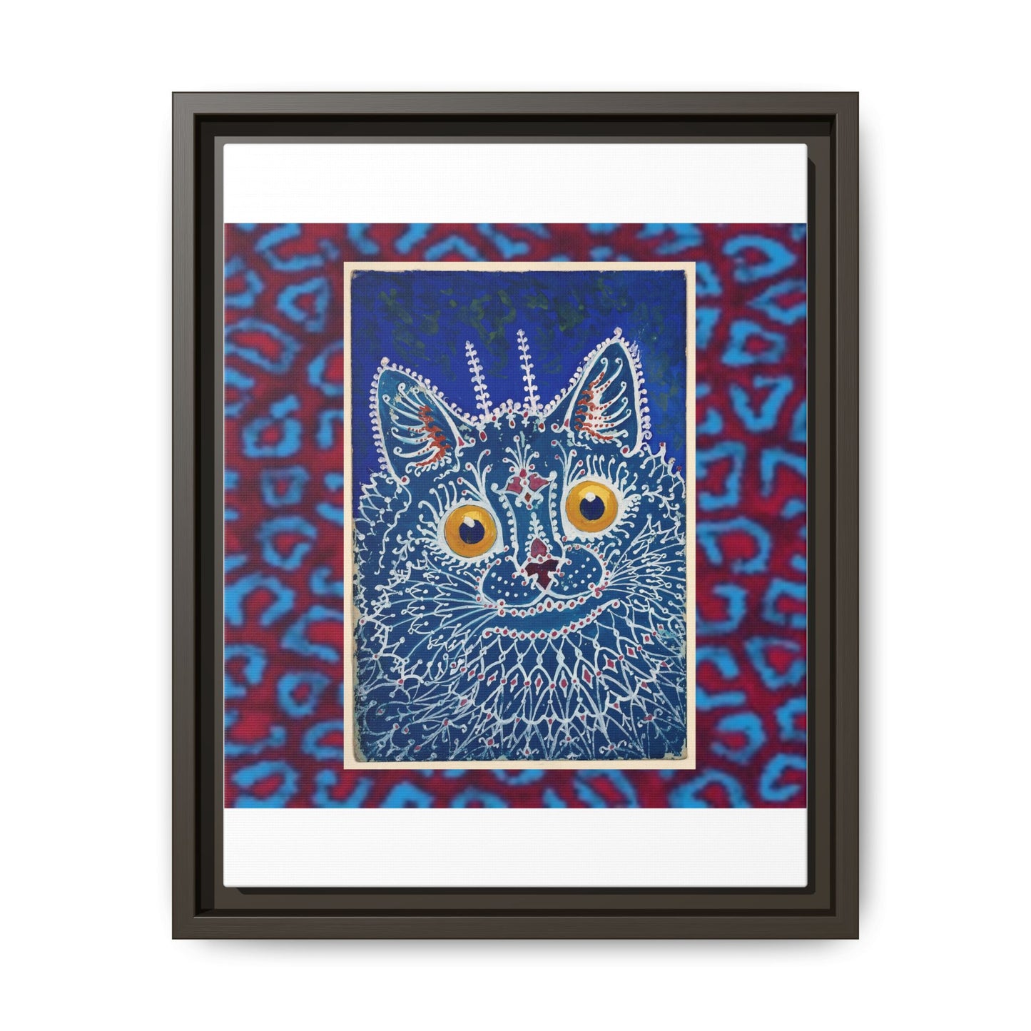 Colorful Cat Framed Matte Canvas Art - Whimsical Home Decor