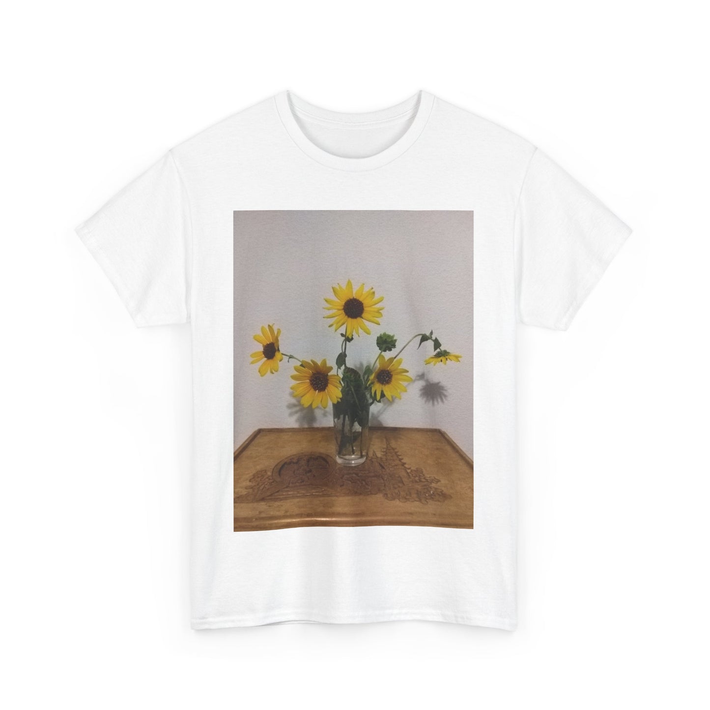 Sunflower Bouquet Unisex Heavy Cotton T-shirt, Floral Tee, Gift for Nature Lovers, Casual Wear, Summer Fashion, Eco-Friendly Shirt