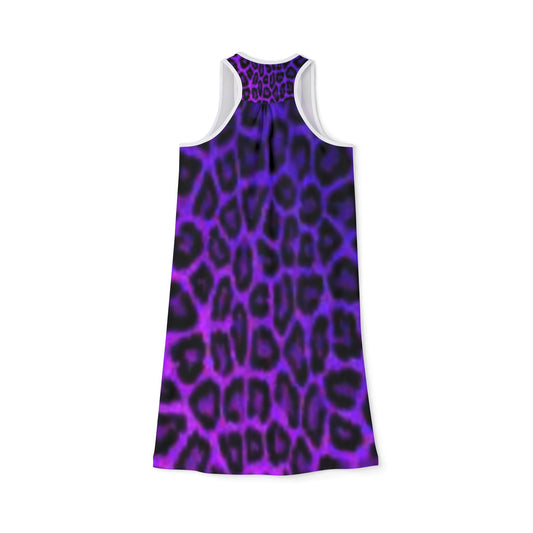 Purple Leopard Print Women's Racerback Dress - Stylish & Trendy Summer Outfit