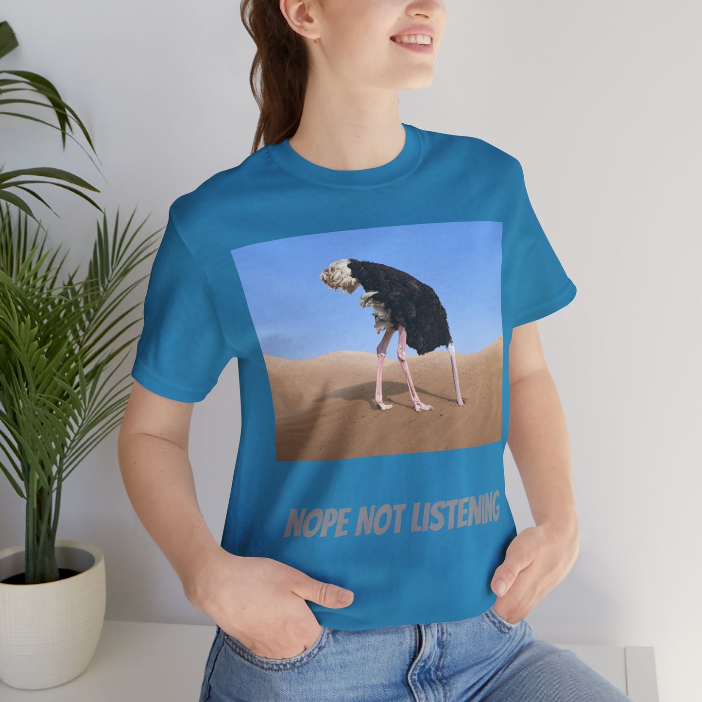 Camiseta avestruz no, no escucho