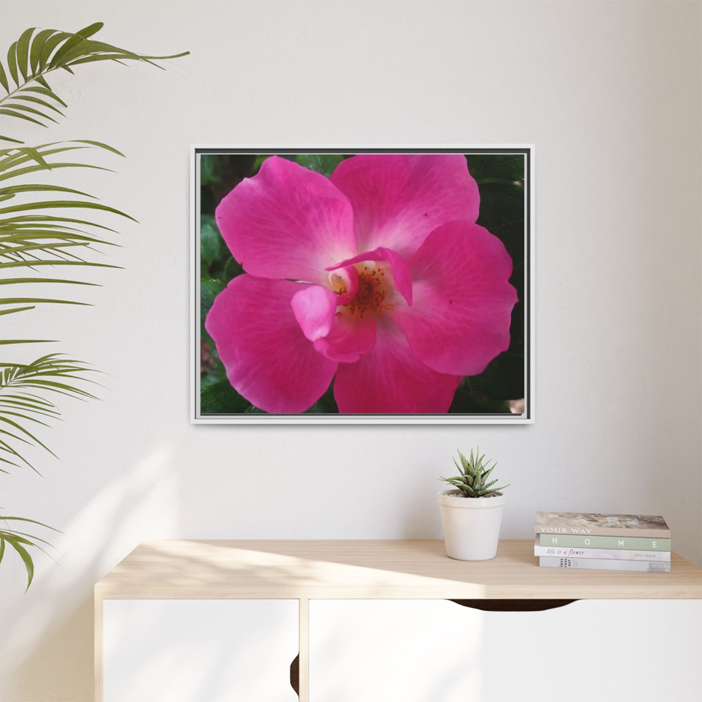 Framed Floral Canvas Art Print | Vibrant Pink Flower Decor, Wall Art for Home, Gift for Her, Mother's Day, Birthday