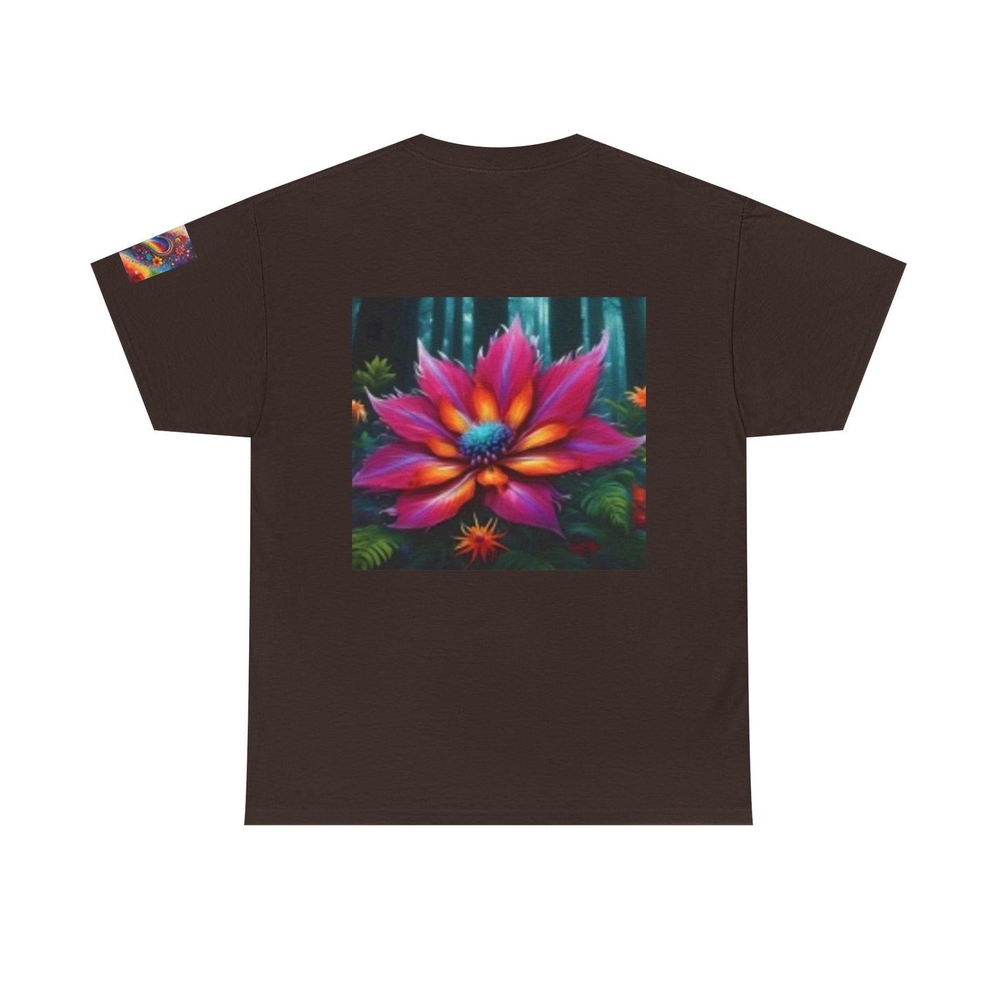 Camiseta unisex de algodón grueso con arte vibrante de la selva: camiseta gráfica inspirada en la naturaleza 