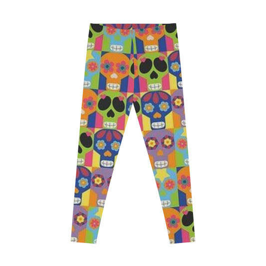 Colorful Skull Print Leggings - Fun & Stretchy Activewear for Trendy Styles