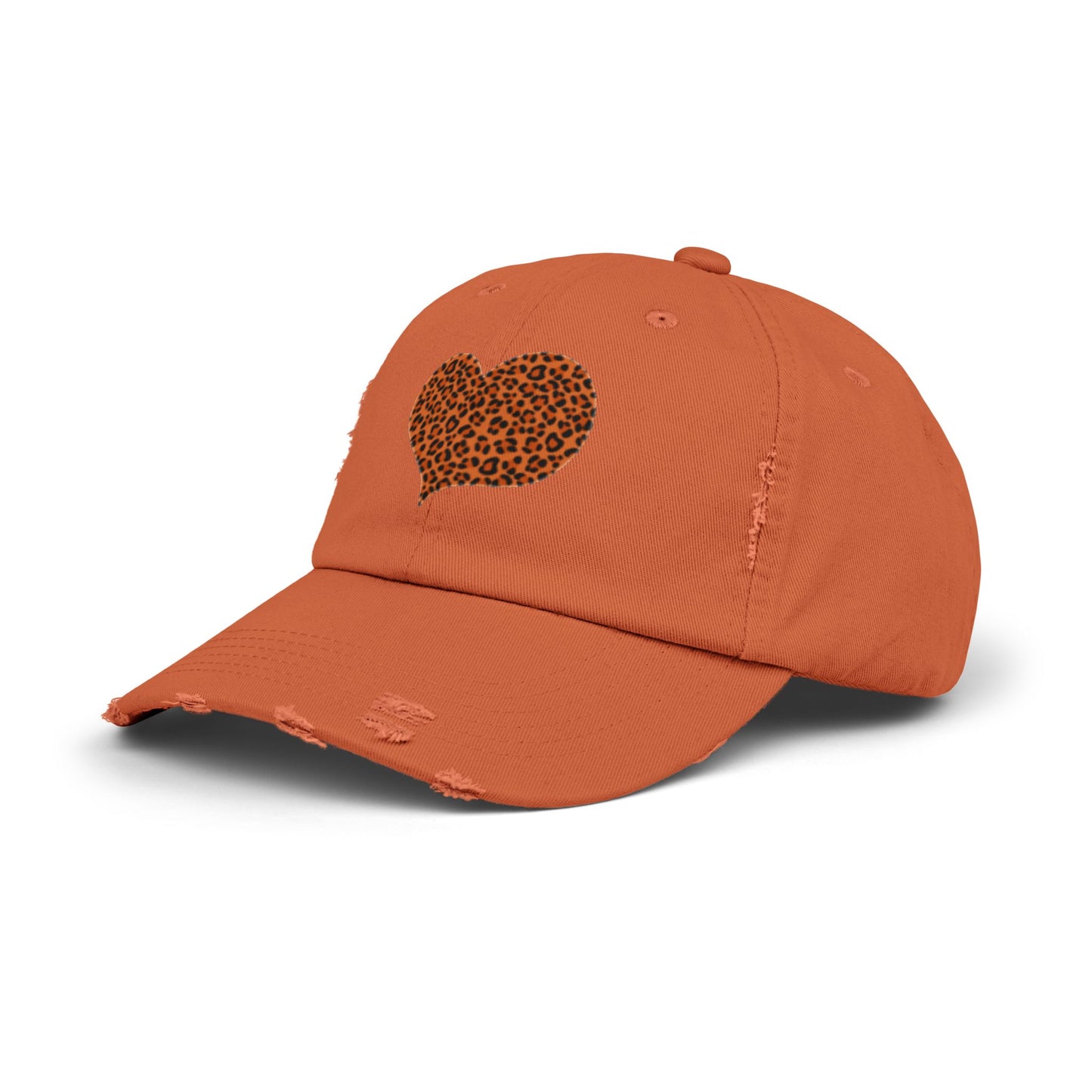 Leopard Heart Distressed Unisex Cap - Trendy Casual Headwear for Every Occasion