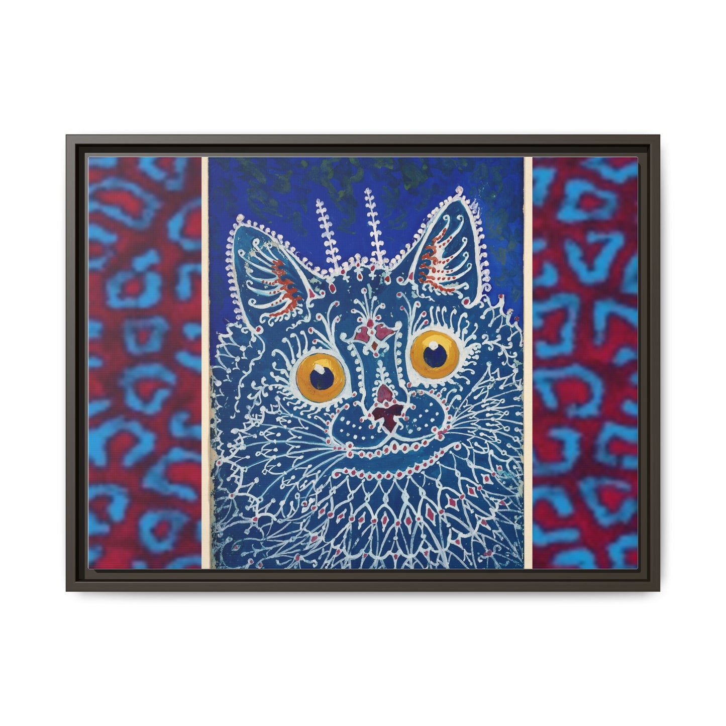 Colorful Cat Framed Matte Canvas Art - Whimsical Home Decor