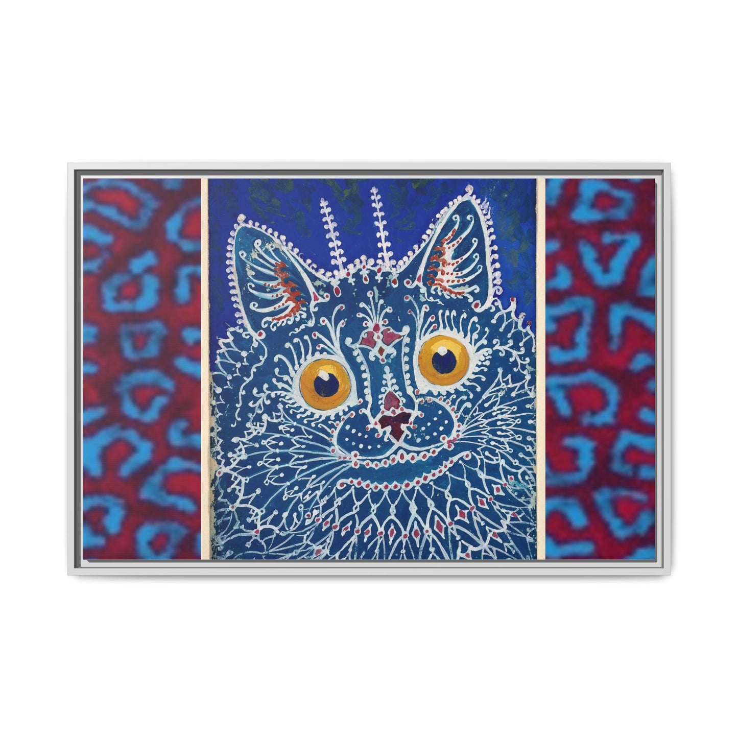 Colorful Cat Framed Matte Canvas Art - Whimsical Home Decor