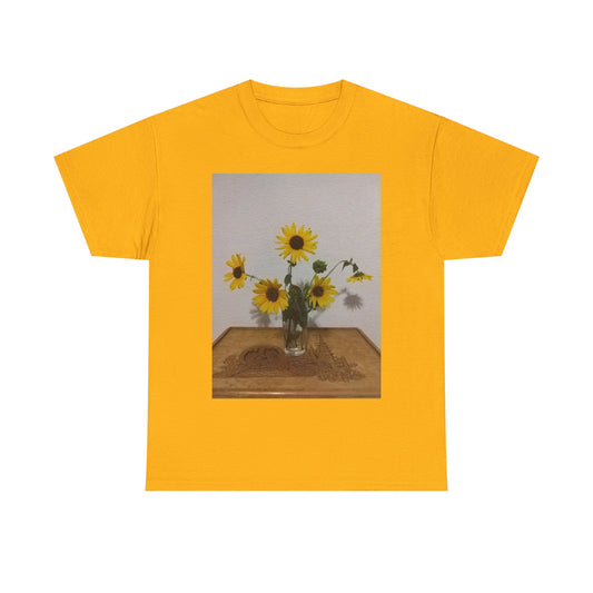 Sunflower Bouquet Unisex Heavy Cotton T-shirt, Floral Tee, Gift for Nature Lovers, Casual Wear, Summer Fashion, Eco-Friendly Shirt