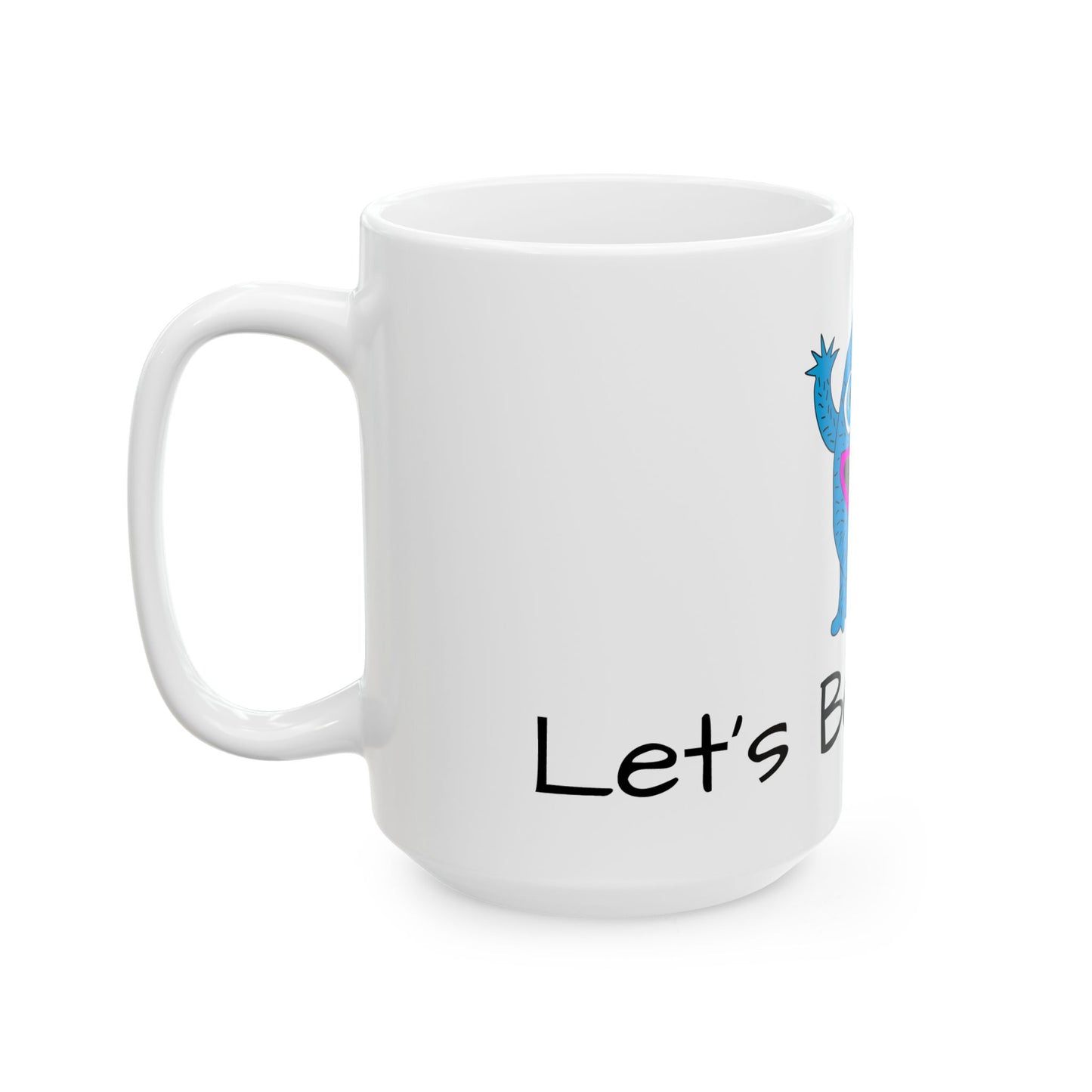 Blue Monster Red Tongue Ceramic Mug, (11oz, 15oz) Let's Be Friends