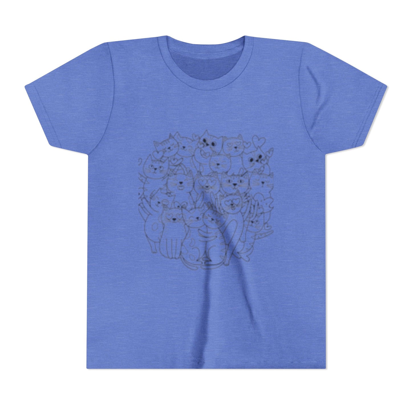 Cute Cat Illustration Youth Short Sleeve Tee - Perfect Gift for Animal Lovers