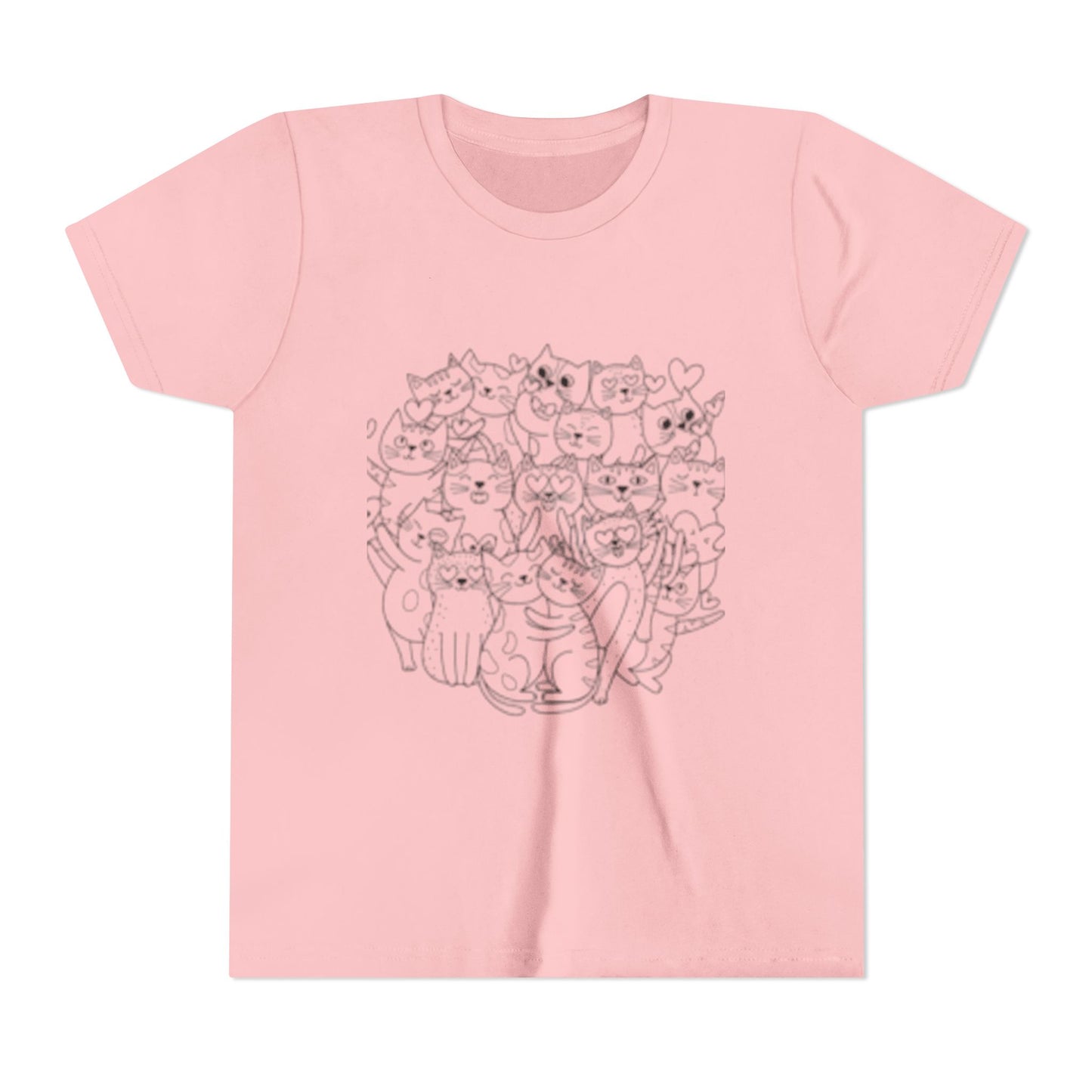 Cute Cat Illustration Youth Short Sleeve Tee - Perfect Gift for Animal Lovers
